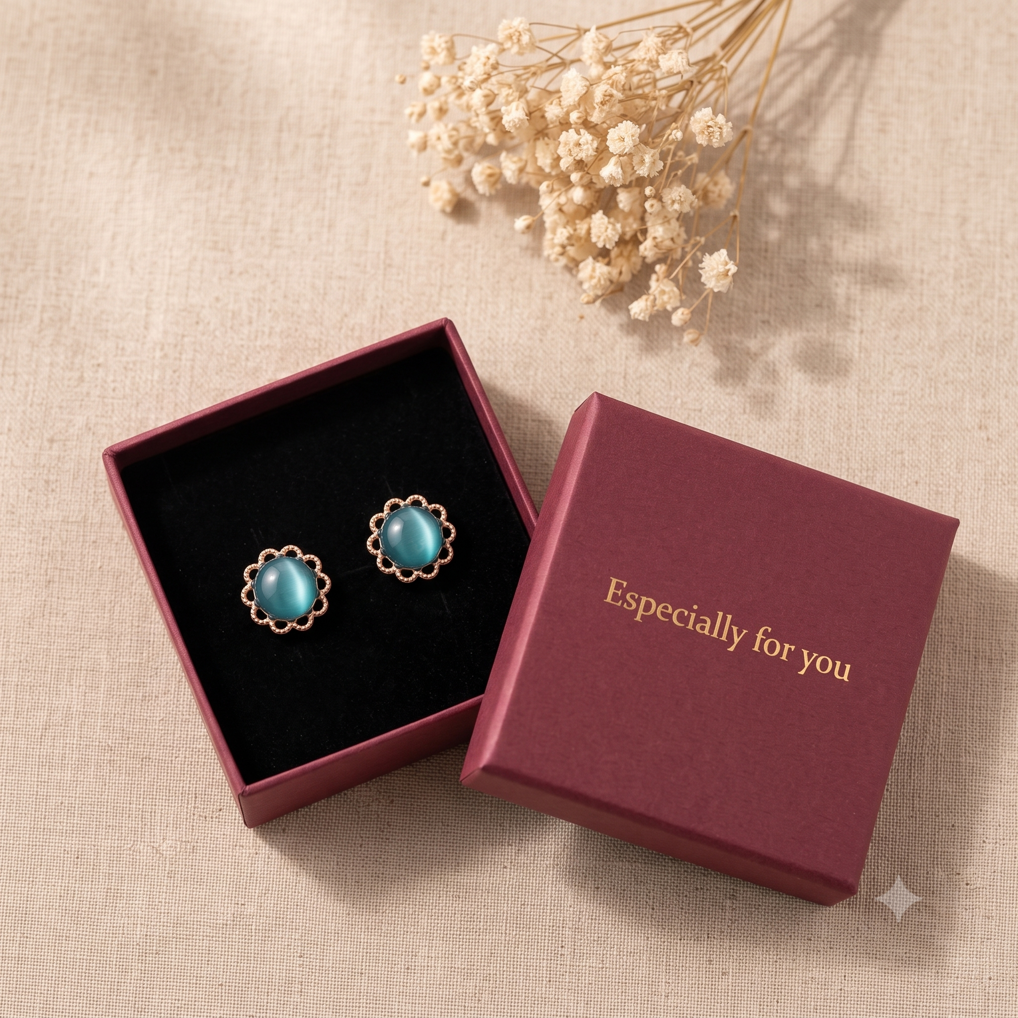 Elegant Rose Gold Teal Stud Earrings for Women & Girls | Trendy Fashion Jewellery for Daily & Party Wear