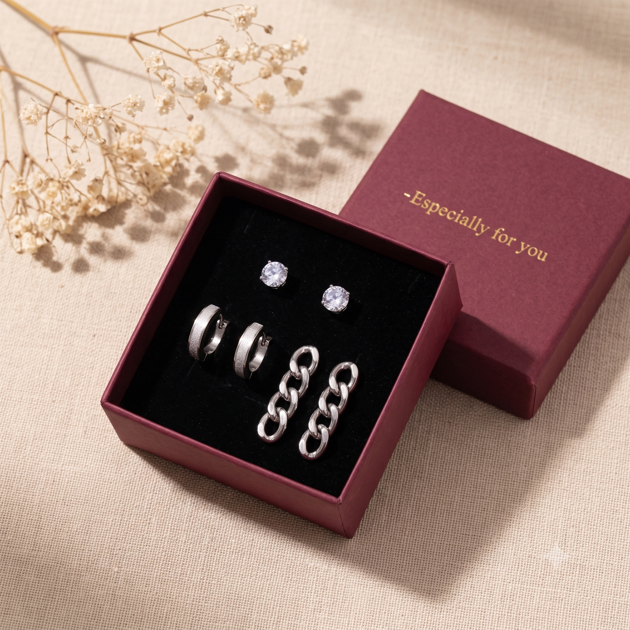 Trendy Stainless Steel Curated Earring Set for Women & Girls | Silver Combo Pack Multi-Pack Fashion Jewellery for Daily, Office & Party Wear