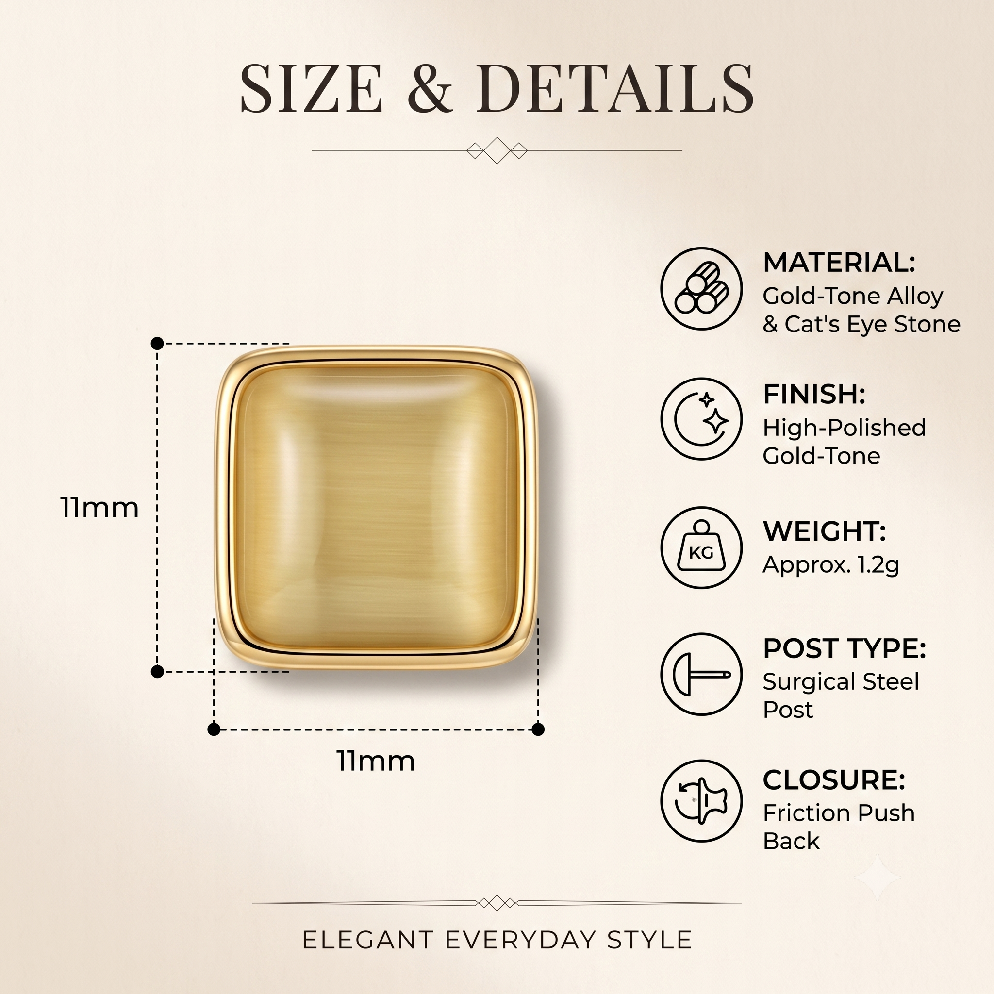 Elegant Square Stud Earrings for Women & Girls | Rose Gold Plated Trendy Fashion Jewellery for Daily & Office Wear
