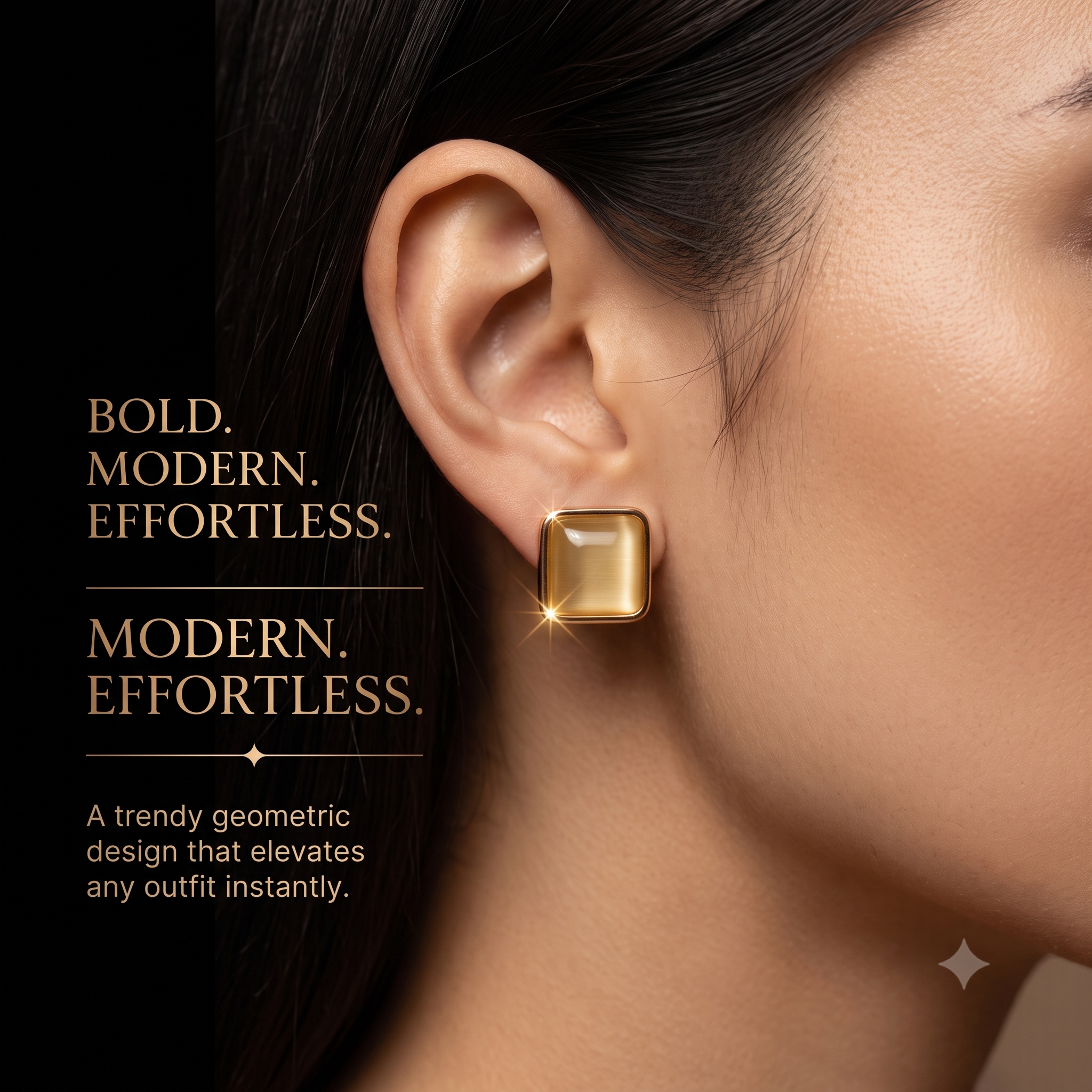 Elegant Square Stud Earrings for Women & Girls | Rose Gold Plated Trendy Fashion Jewellery for Daily & Office Wear