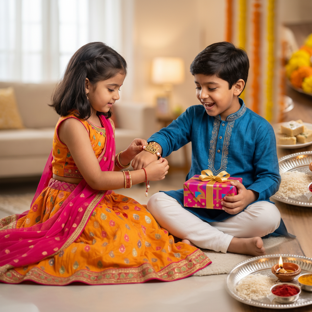 Antique Gold BRO Crown Designer Rakhi for Brother | VyomBox