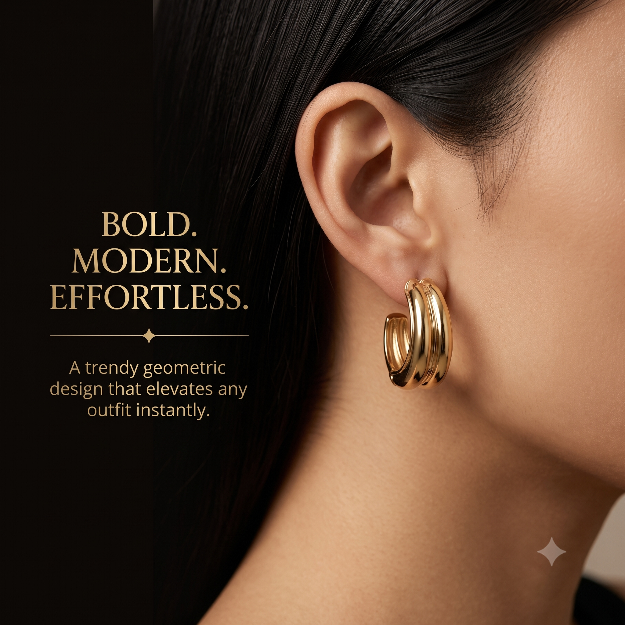 Stylish Gold Multi-Band Huggie Earrings for Women & Girls | High-Polish Gold Plated Trendy Fashion Jewellery for Daily, Office & Party Wear