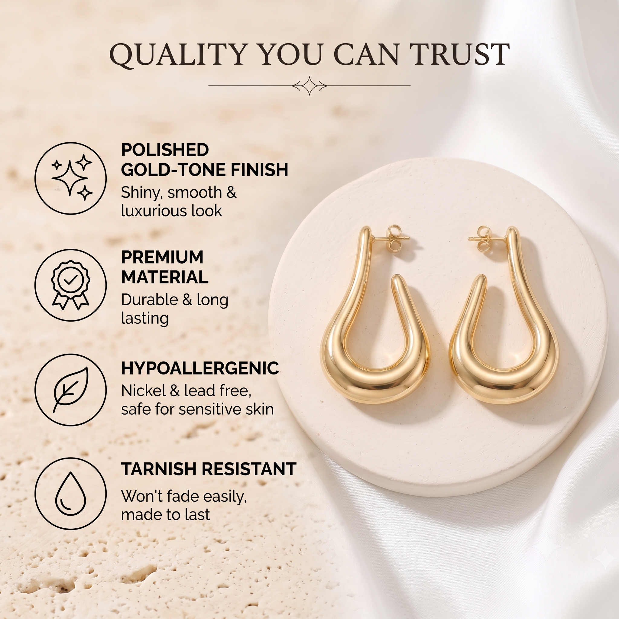 Elegant Gold-Toned Fluid Drop Hoop Earrings for Women & Girls | Trendy Fashion Jewellery for Daily, Office & Party Wear