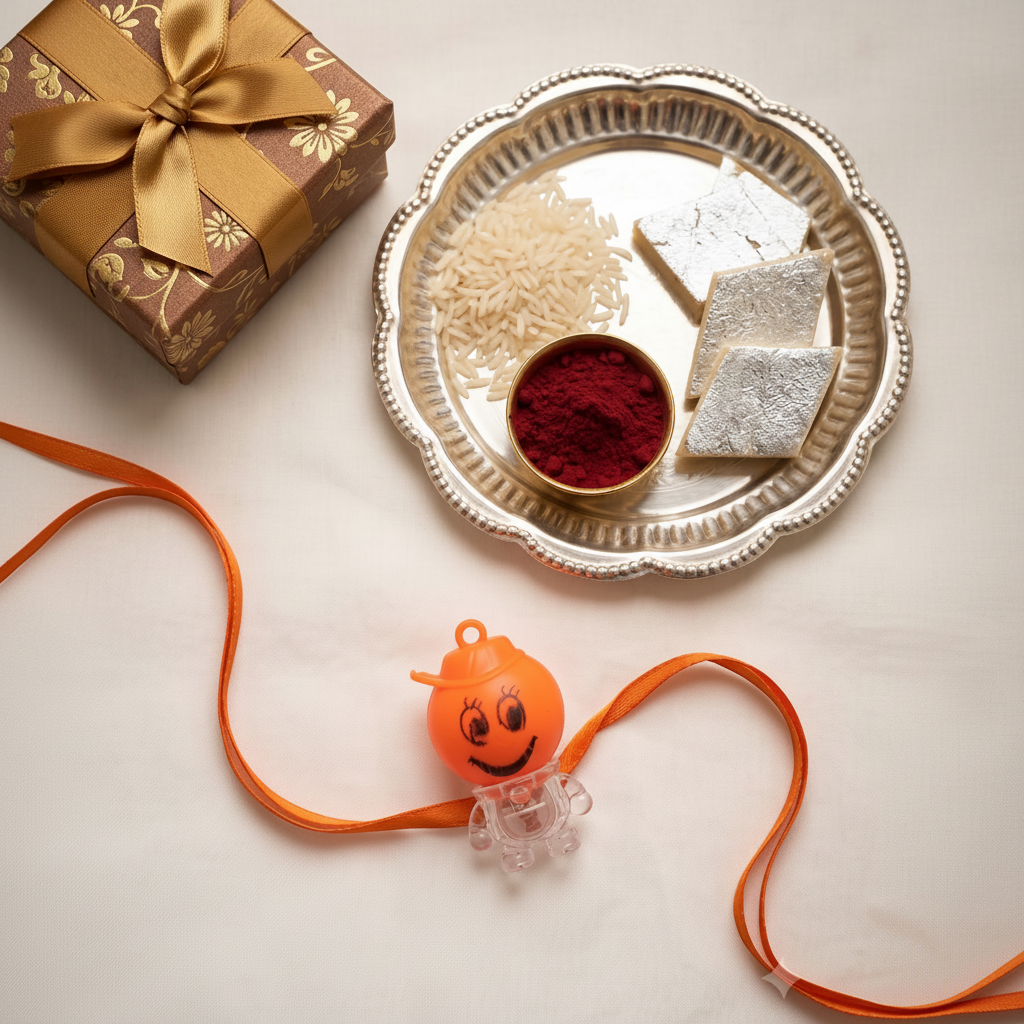 Cute Cartoon Kids Rakhi with Ribbon | VyomBox