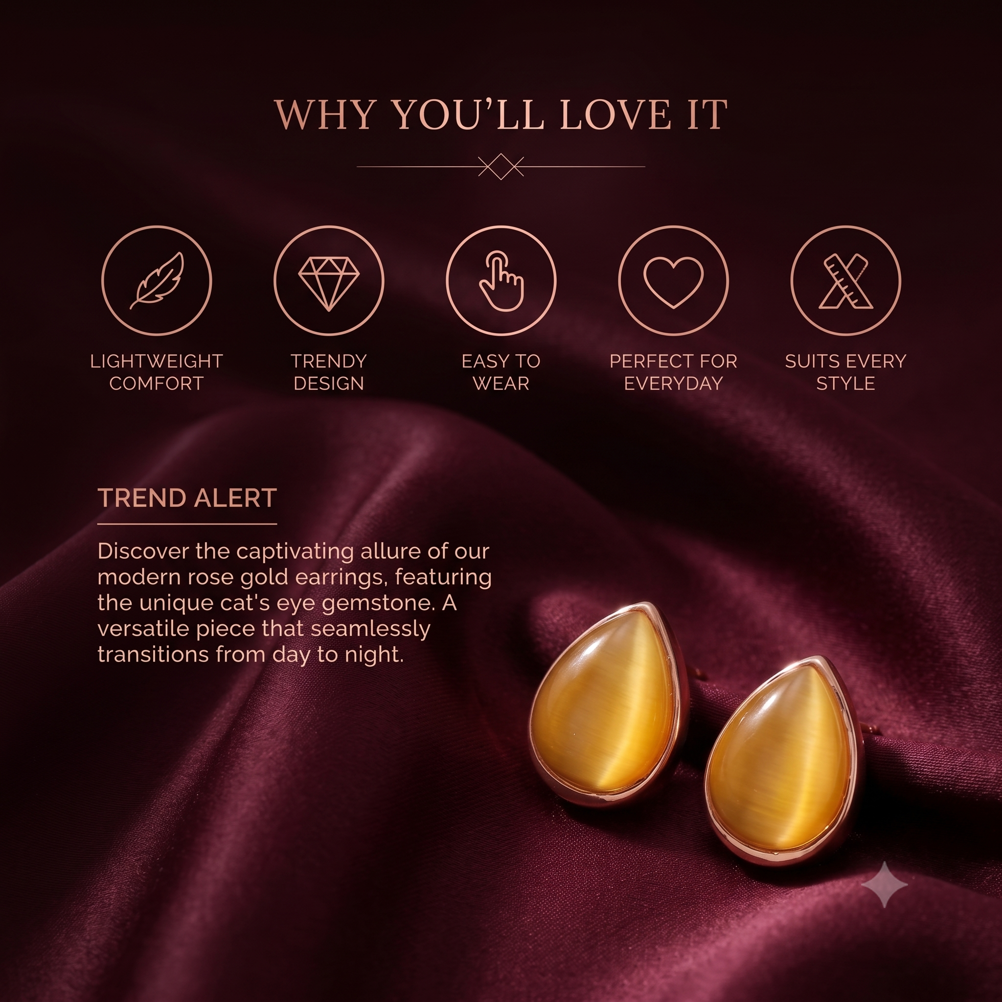 Elegant Teardrop Stud Earrings for Women &amp; Girls | Golden Honey Trendy Fashion Jewellery for Daily &amp; Office Wear