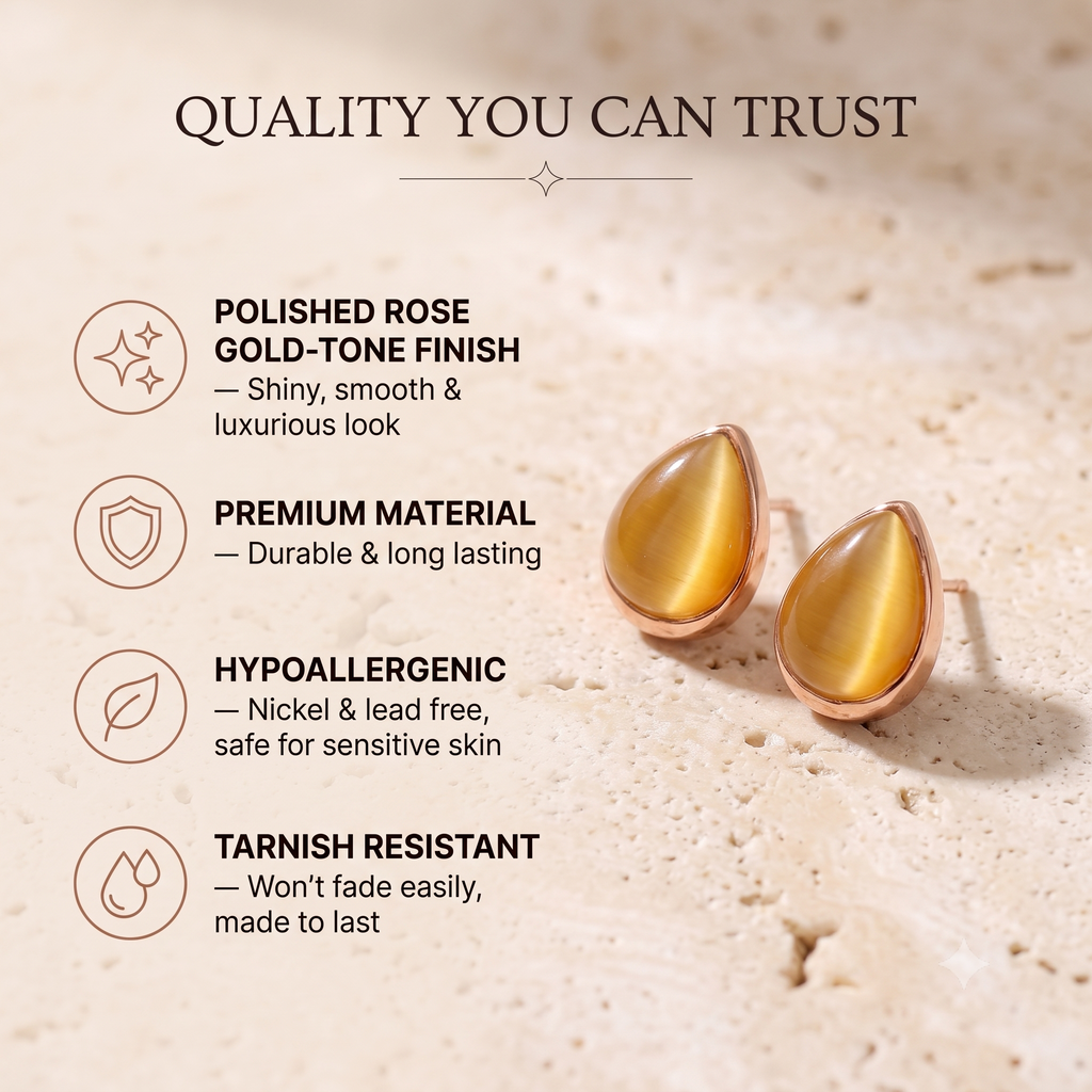 Elegant Teardrop Stud Earrings for Women &amp; Girls | Golden Honey Trendy Fashion Jewellery for Daily &amp; Office Wear