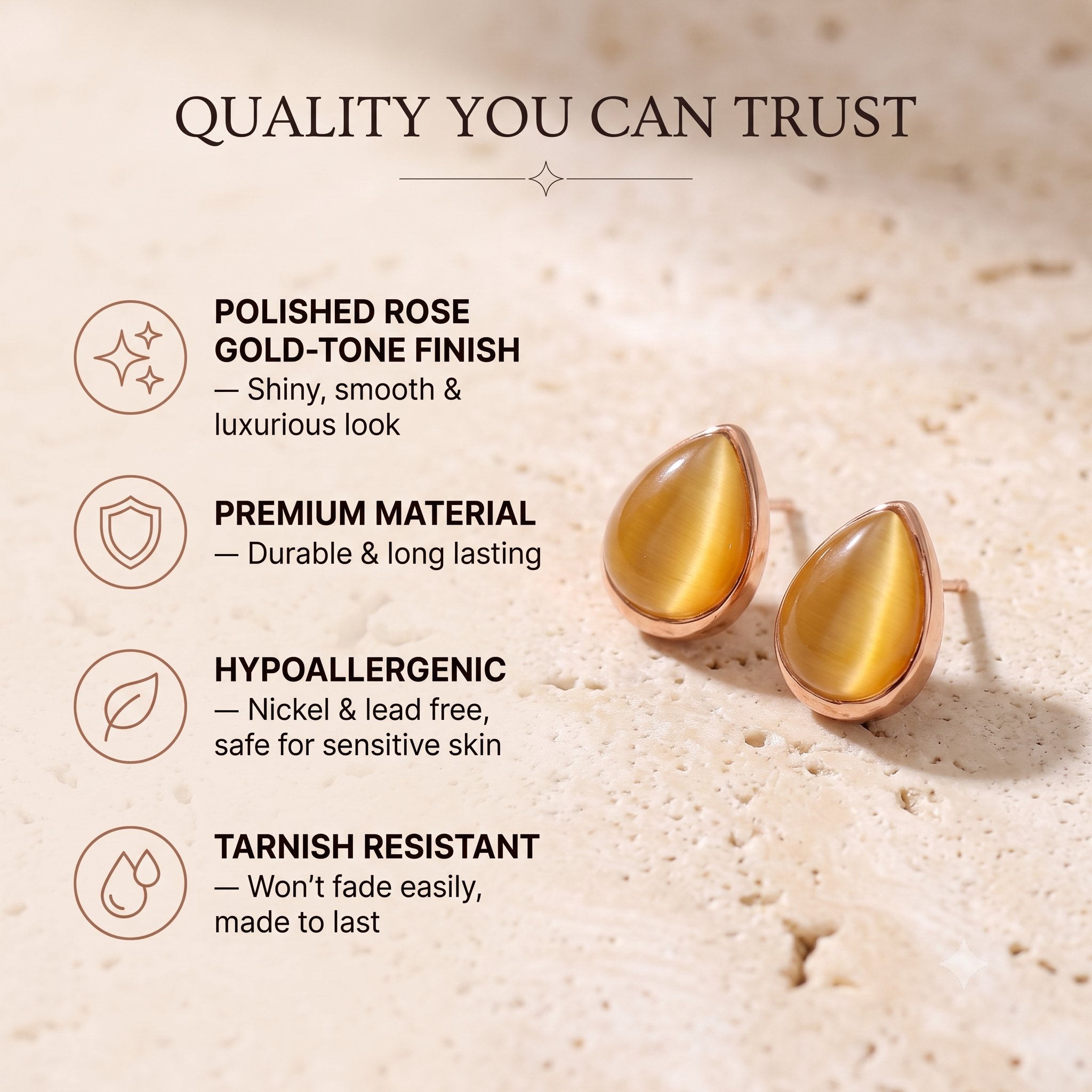 Elegant Teardrop Stud Earrings for Women &amp; Girls | Golden Honey Trendy Fashion Jewellery for Daily &amp; Office Wear