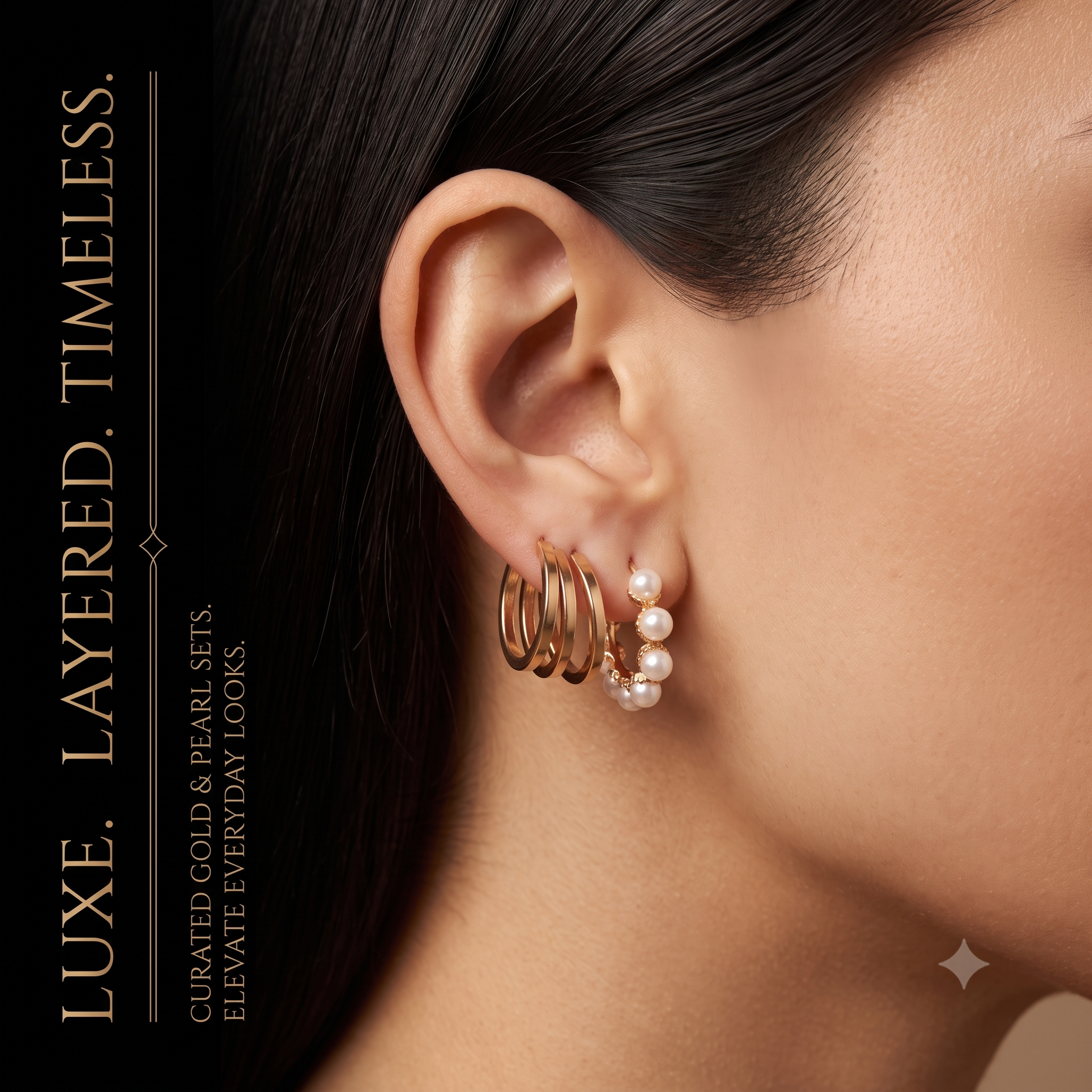 Elegant Gold-Toned & Pearl Curated Hoop Earrings Set of 5 for Women & Girls | Trendy Combo Pack Multi-Pack Fashion Jewellery for Daily, Office & Party Wear