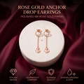 Trendy Rose Gold Anchor Drop Earrings for Women & Girls | Nautical Long Chain Dangle Fashion Jewellery for Daily & Casual Wear