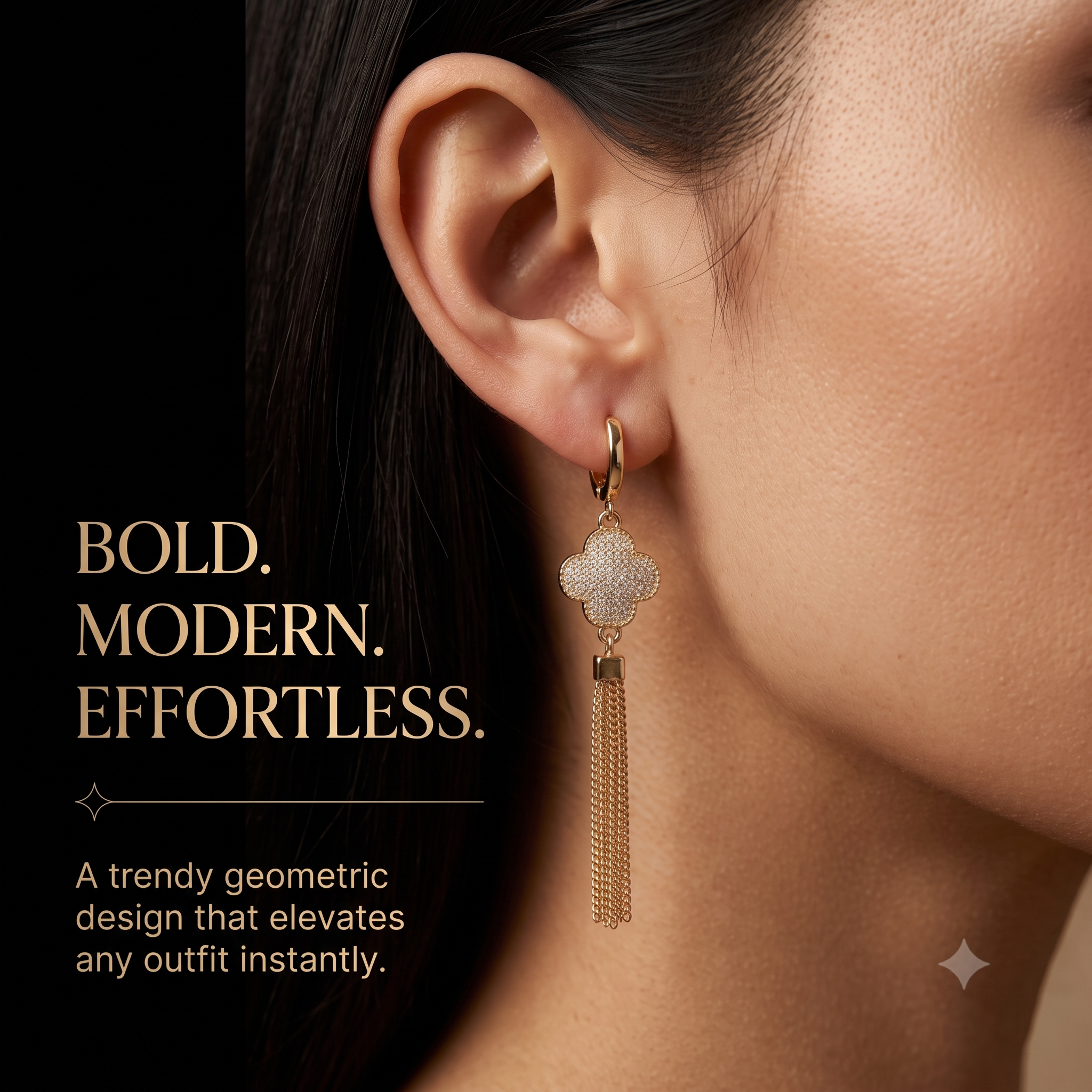 Elegant Flower Gold Tassel Hoop Earrings for Women & Girls | Trendy Crystal Dangle Fashion Jewellery for Daily, Festive & Party Wear
