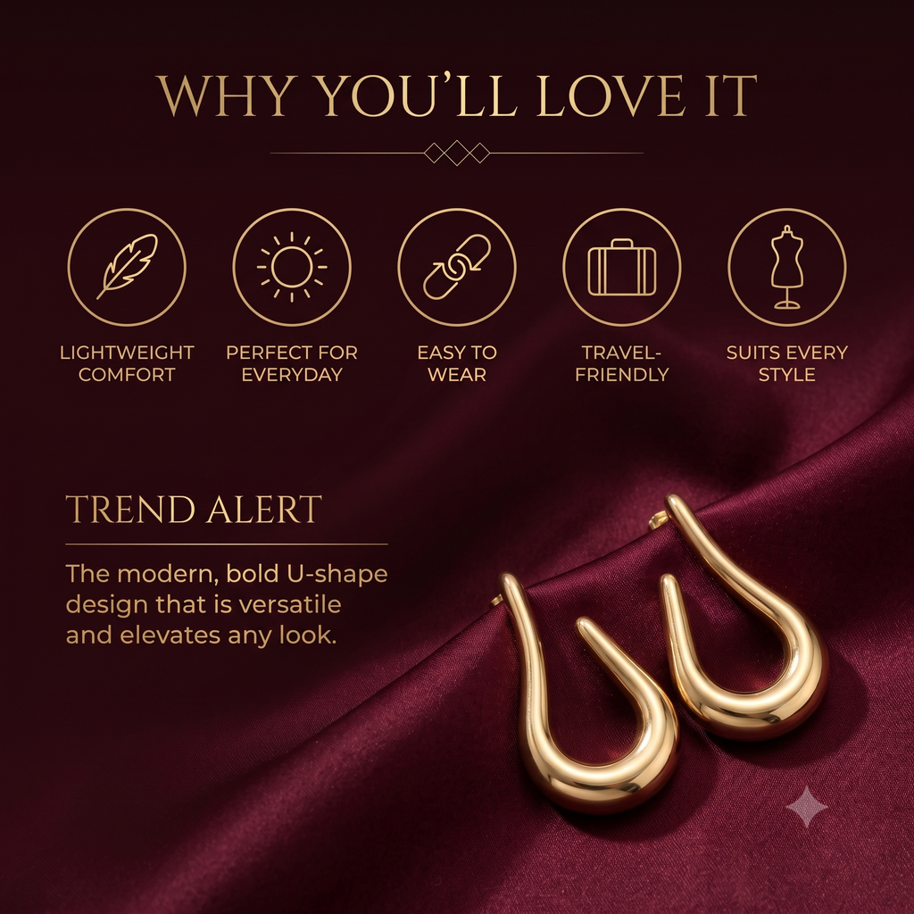 Elegant Gold-Toned Fluid Drop Hoop Earrings for Women & Girls | Trendy Fashion Jewellery for Daily, Office & Party Wear