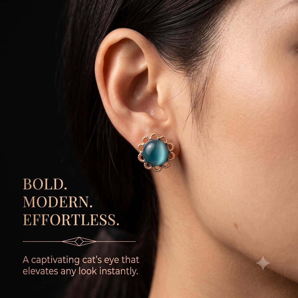 Elegant Rose Gold Teal Stud Earrings for Women & Girls | Trendy Fashion Jewellery for Daily & Party Wear