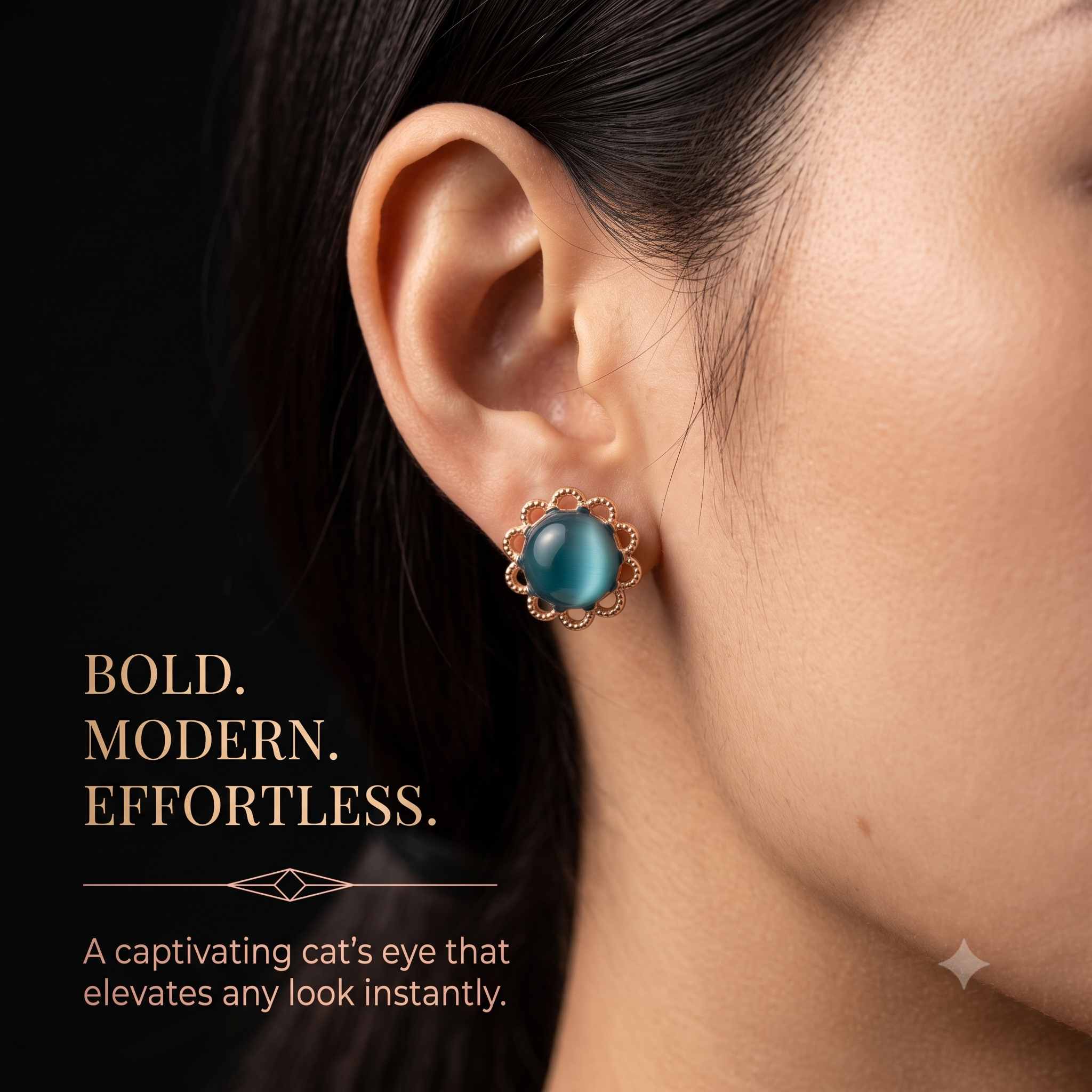 Elegant Rose Gold Teal Stud Earrings for Women & Girls | Trendy Fashion Jewellery for Daily & Party Wear
