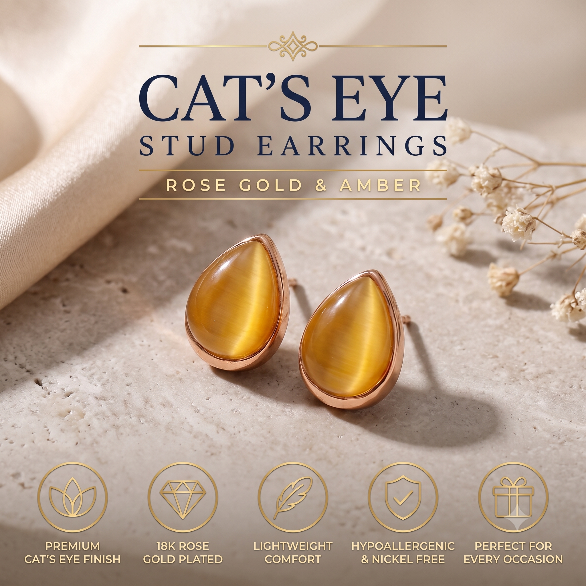 Elegant Teardrop Stud Earrings for Women &amp; Girls | Golden Honey Trendy Fashion Jewellery for Daily &amp; Office Wear